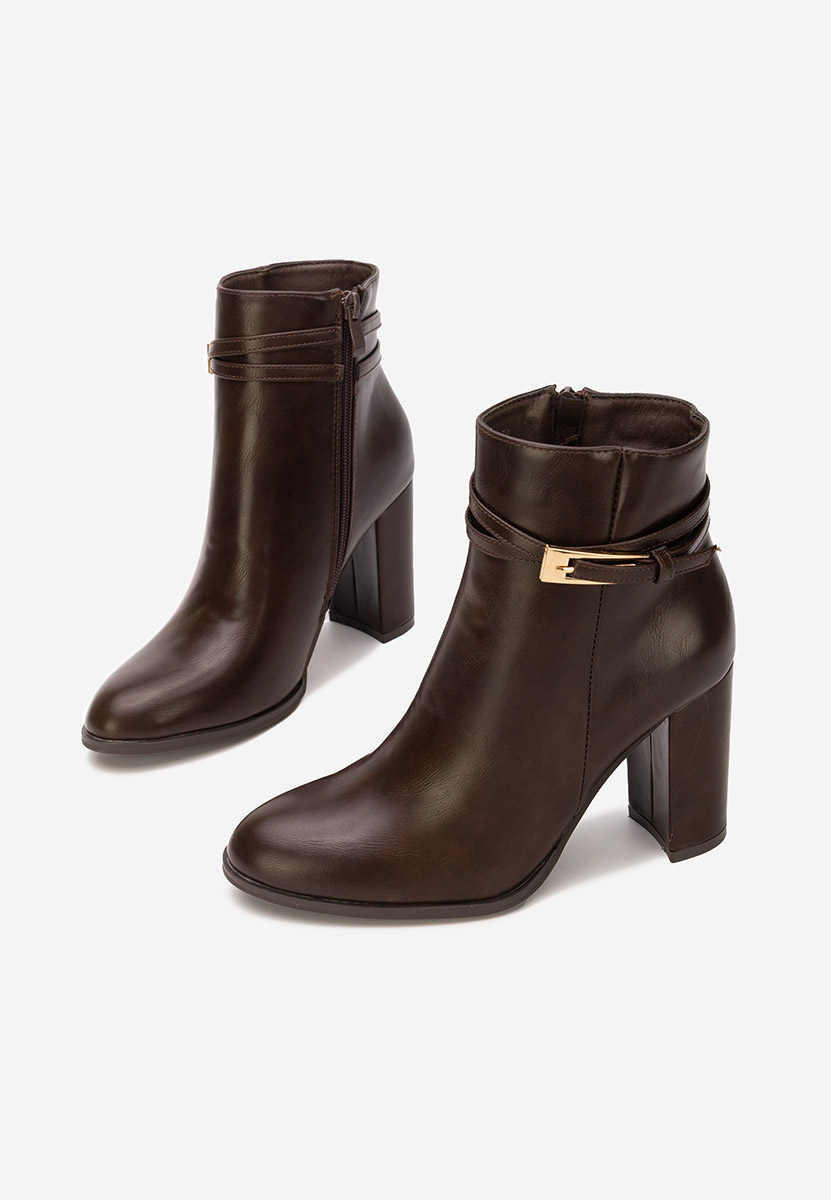 Botine cu toc gros Vanisia maro