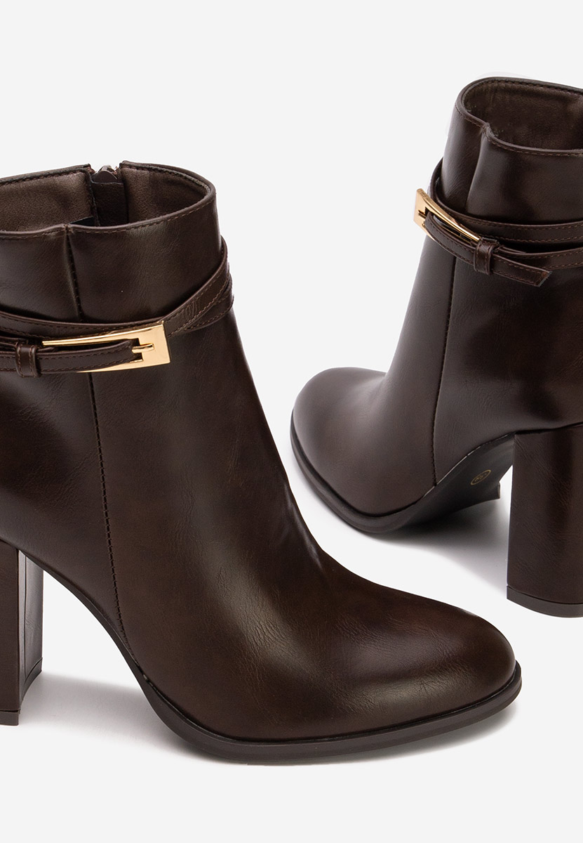 Botine cu toc gros Vanisia maro