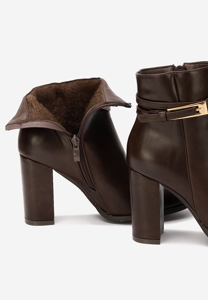 Botine cu toc gros Vanisia maro