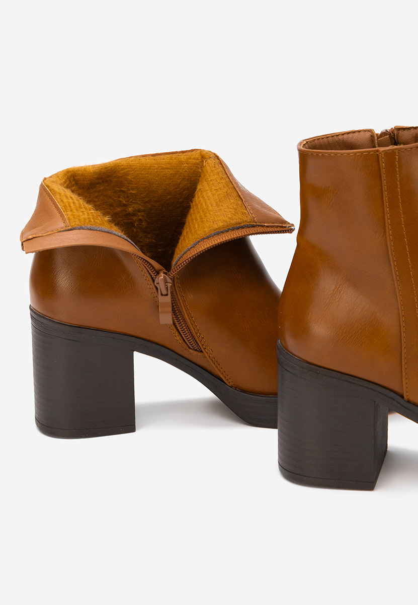 Botine cu toc gros Denisia camel