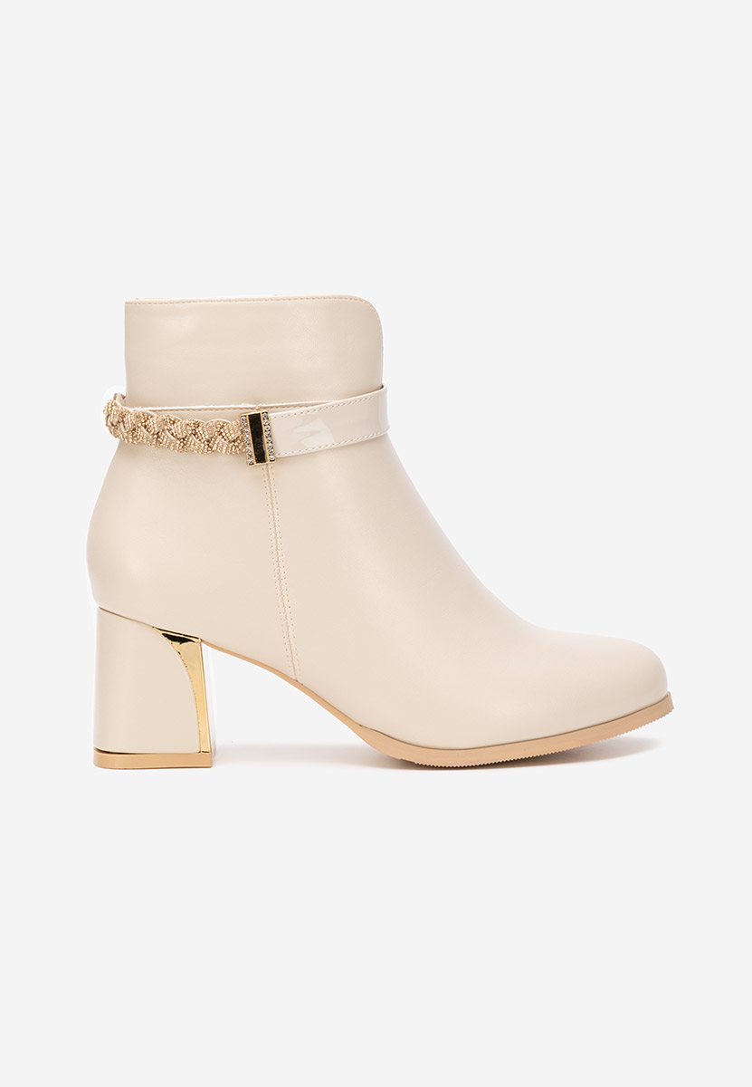 Botine cu toc gros Delivora bej