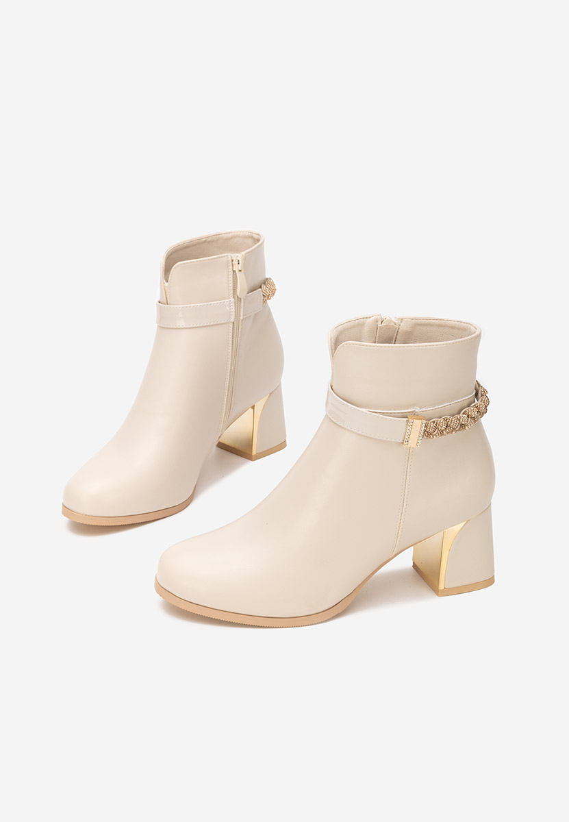 Botine cu toc gros Delivora bej