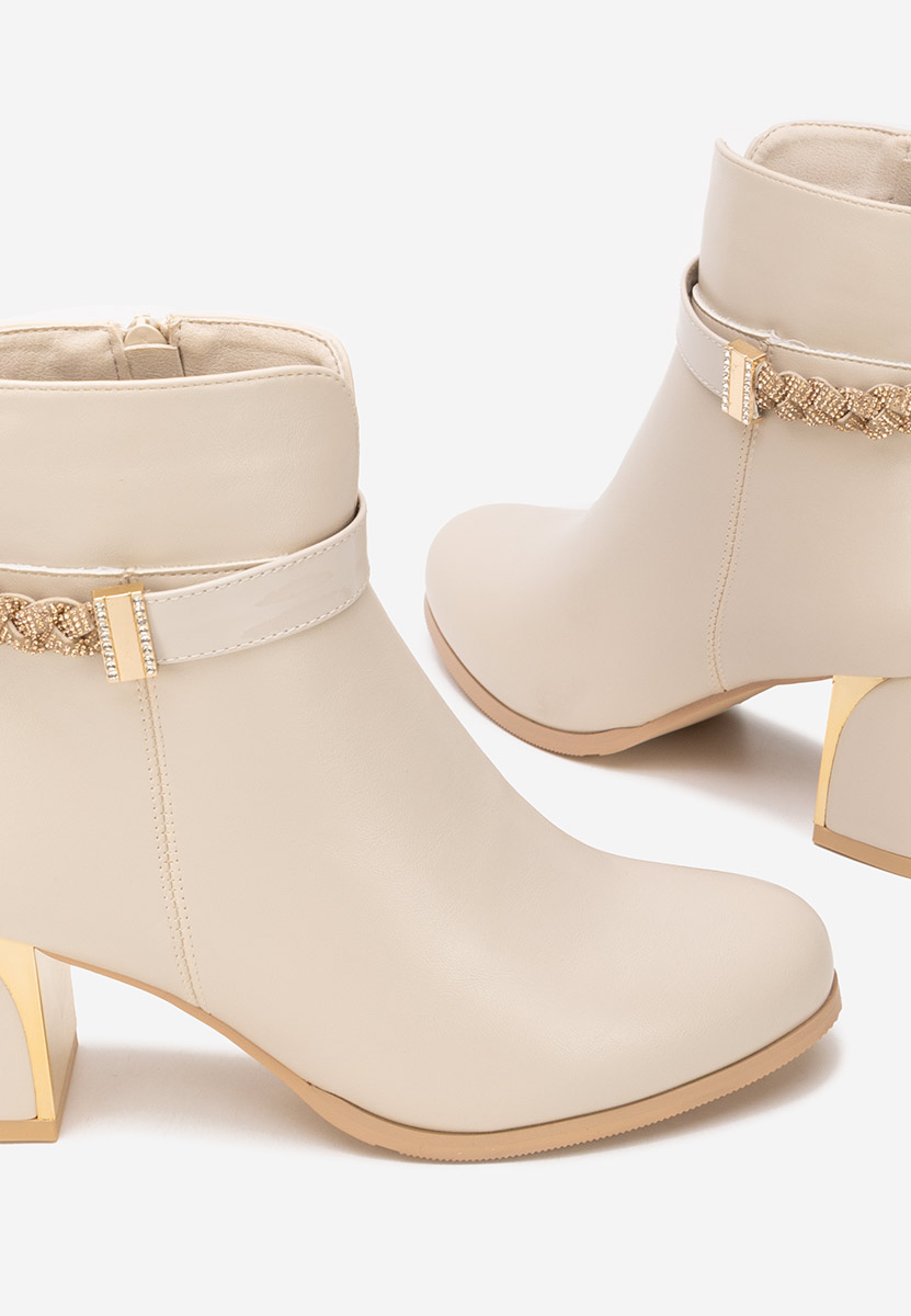 Botine cu toc gros Delivora bej