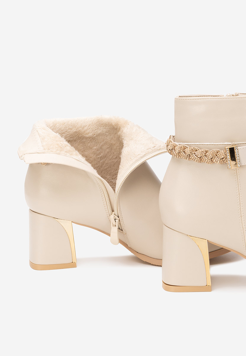 Botine cu toc gros Delivora bej