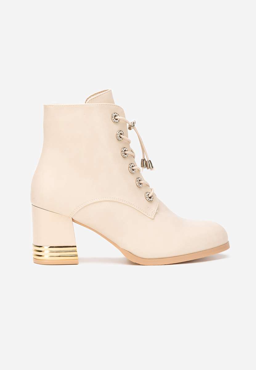 Botine cu toc gros Takina V2 bej