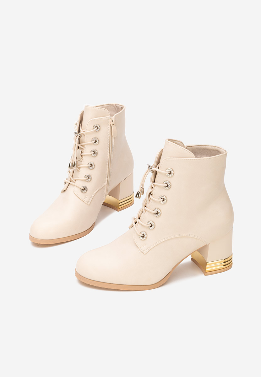 Botine cu toc gros Takina V2 bej