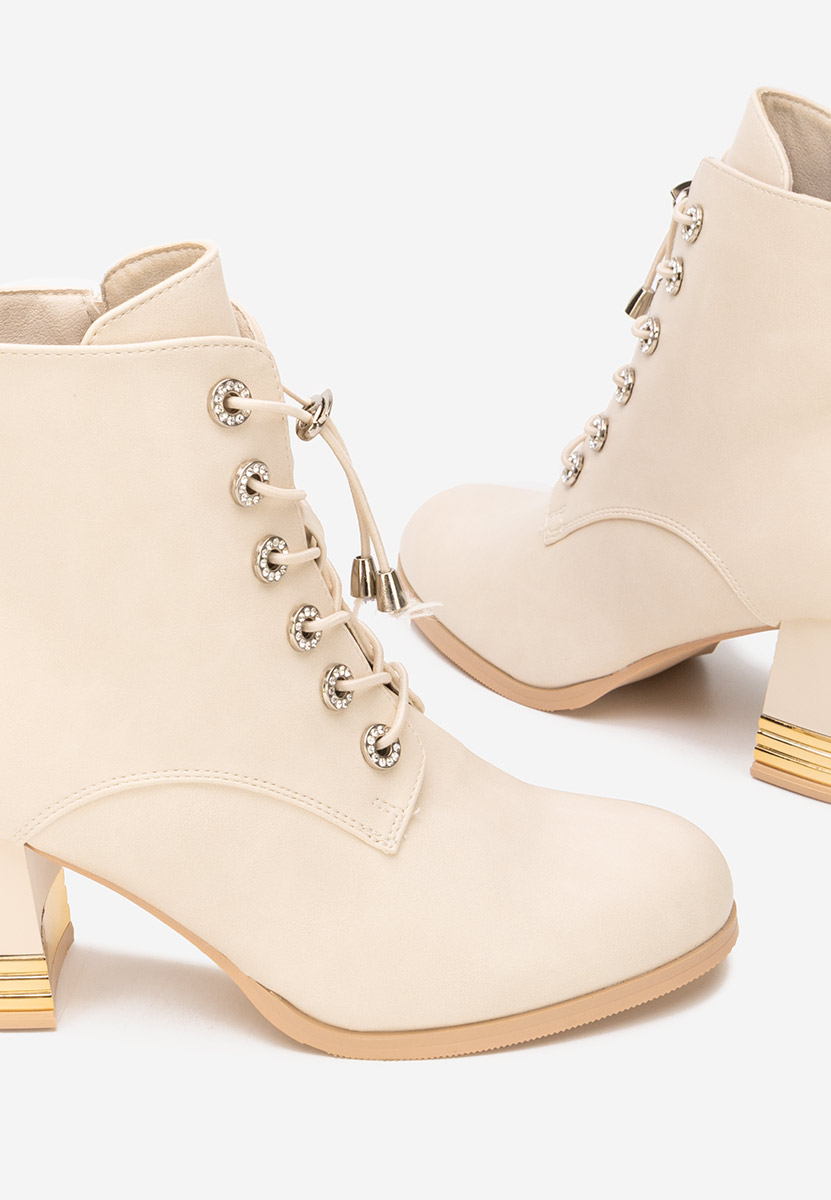 Botine cu toc gros Takina V2 bej