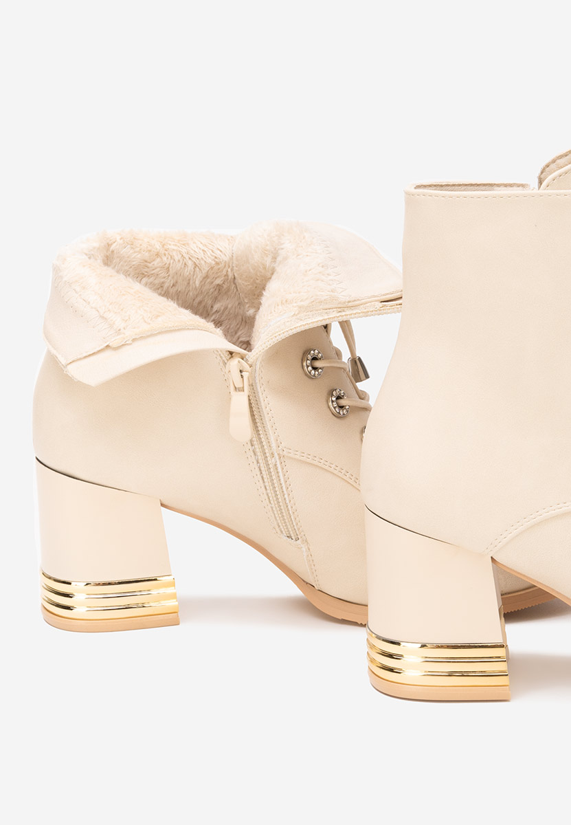 Botine cu toc gros Takina V2 bej