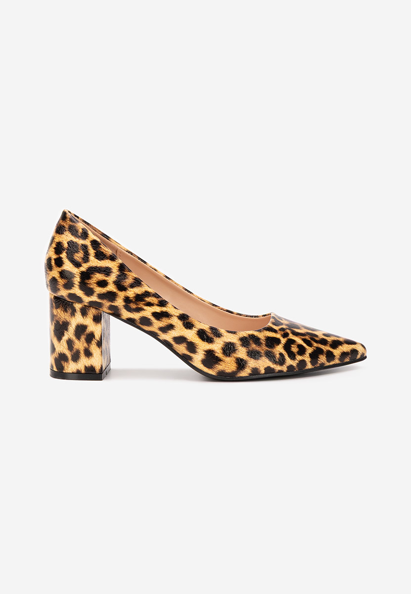 Pantofi cu toc gros Brivara leopard