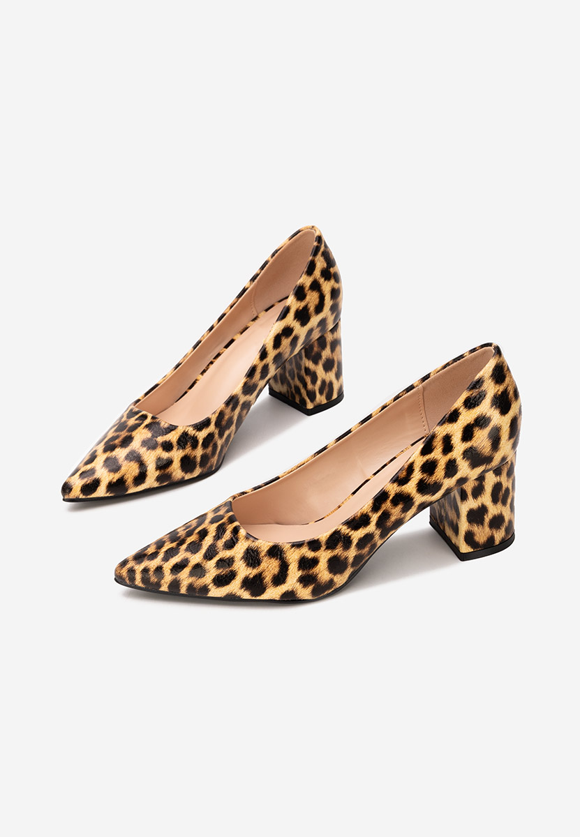 Pantofi cu toc gros Brivara leopard