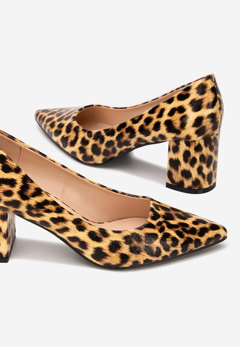 Pantofi cu toc gros Brivara leopard