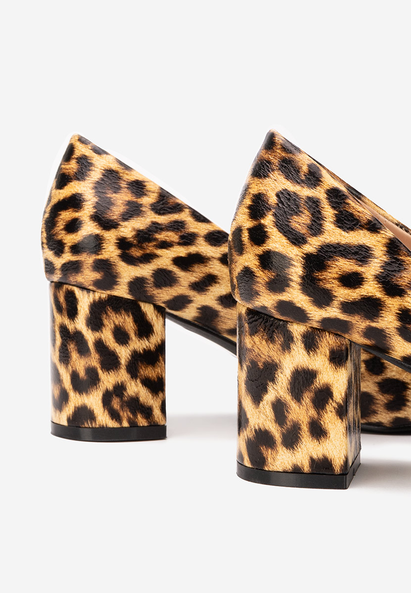 Pantofi cu toc gros Brivara leopard