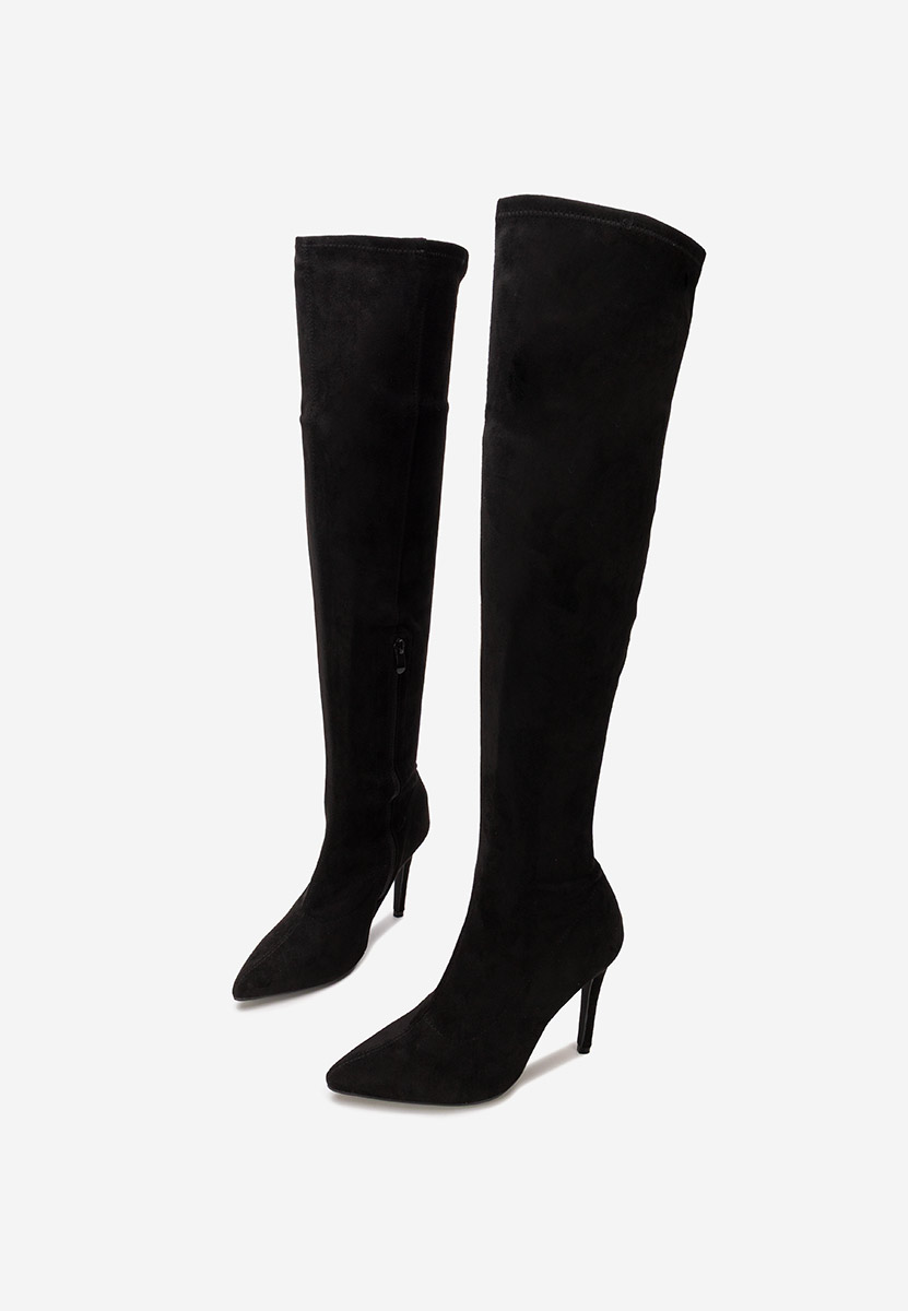 Cizme lungi cu toc subtire Glorise negre
