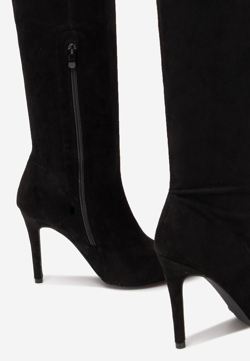 Cizme lungi cu toc subtire Glorise negre