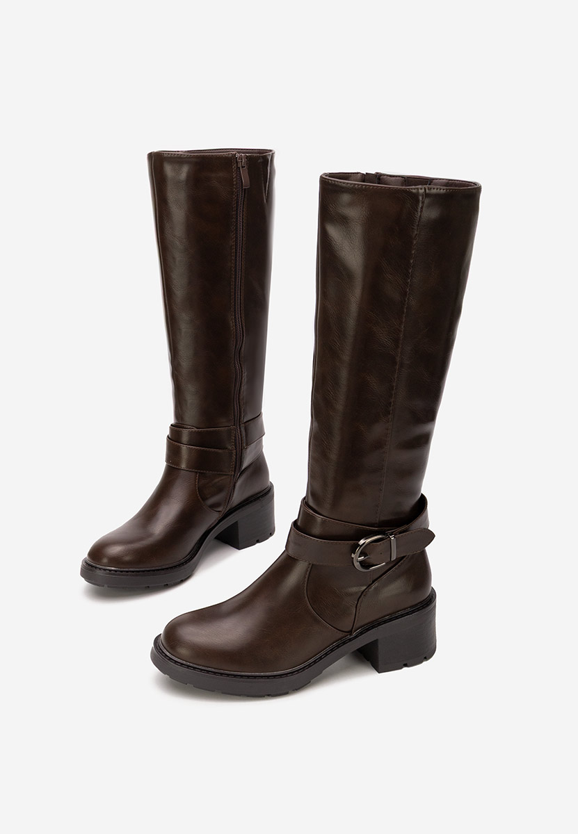 Cizme cu toc gros Esteria maro