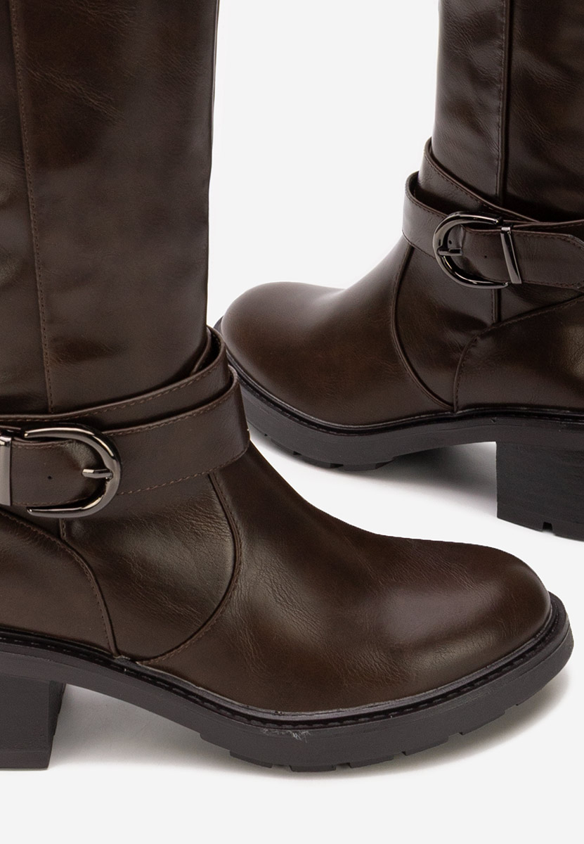 Cizme cu toc gros Esteria maro