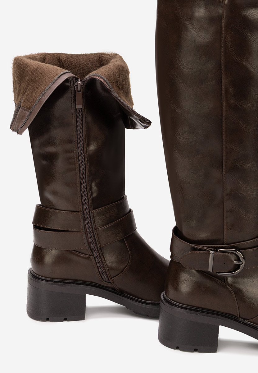 Cizme cu toc gros Esteria maro