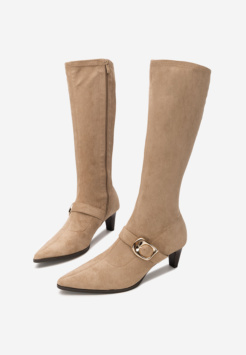 Cizme cu toc mic Vernoa kaki