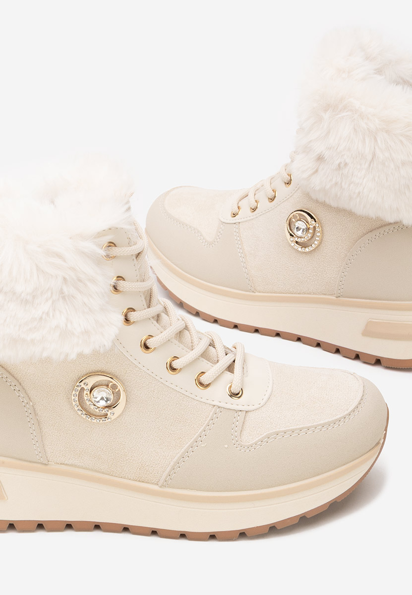 Sneakers dama imblaniti Grisia bej