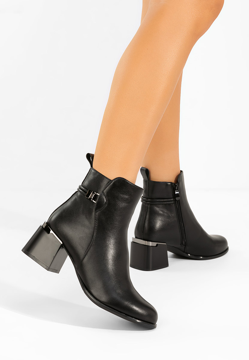 Botine cu toc gros Selvoria negre