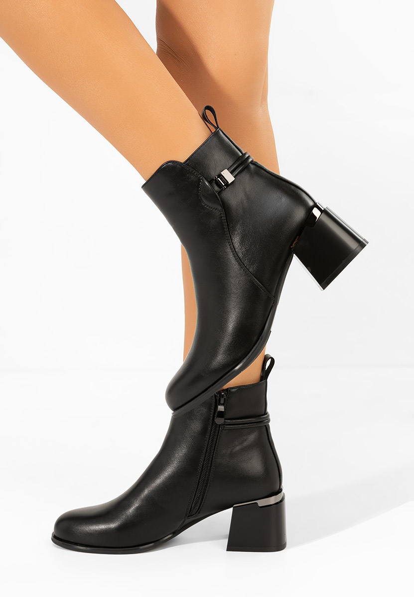 Botine cu toc gros Selvoria negre
