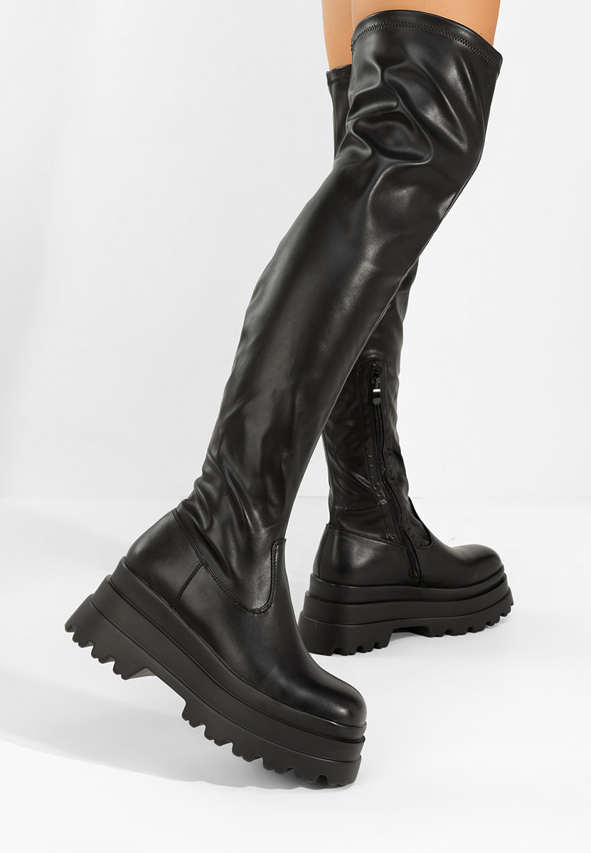 Cizme lungi peste genunchi Melyna V2 negre Cizme lungi peste genunchi Melyna V2 negre