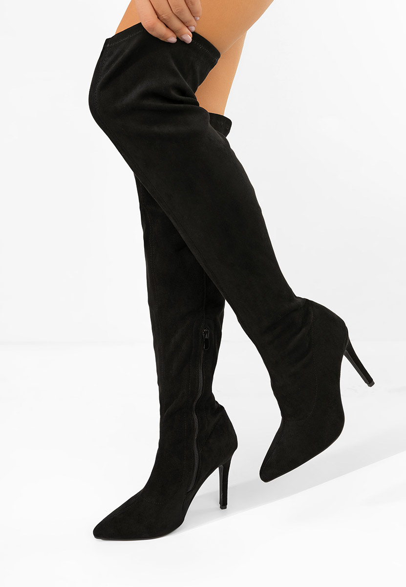 Cizme lungi cu toc subtire Glorise negre