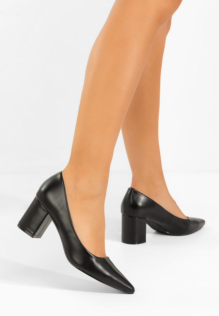 Pantofi cu toc gros Brivara negri