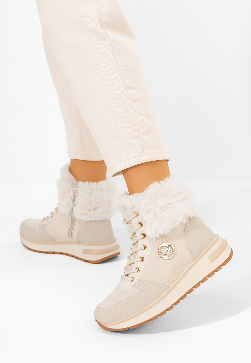 Sneakers dama imblaniti Grisia bej