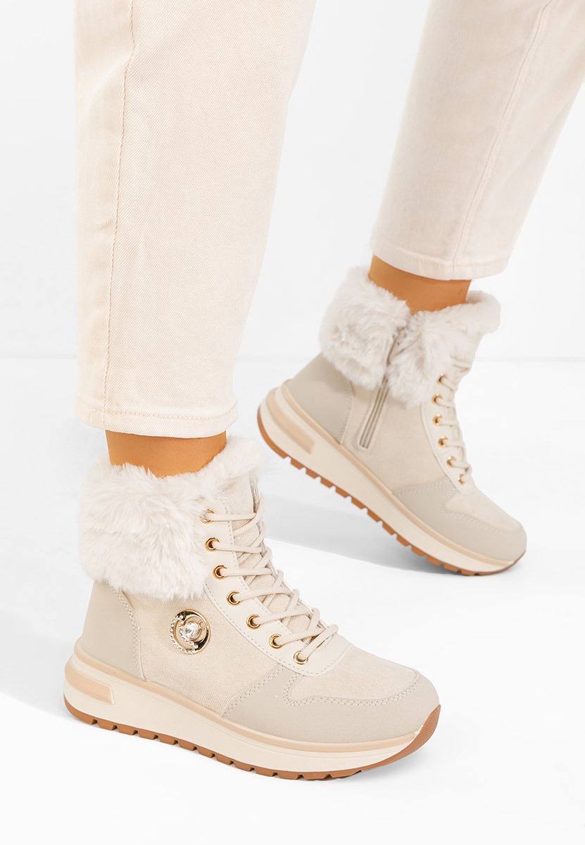 Sneakers dama imblaniti Grisia bej