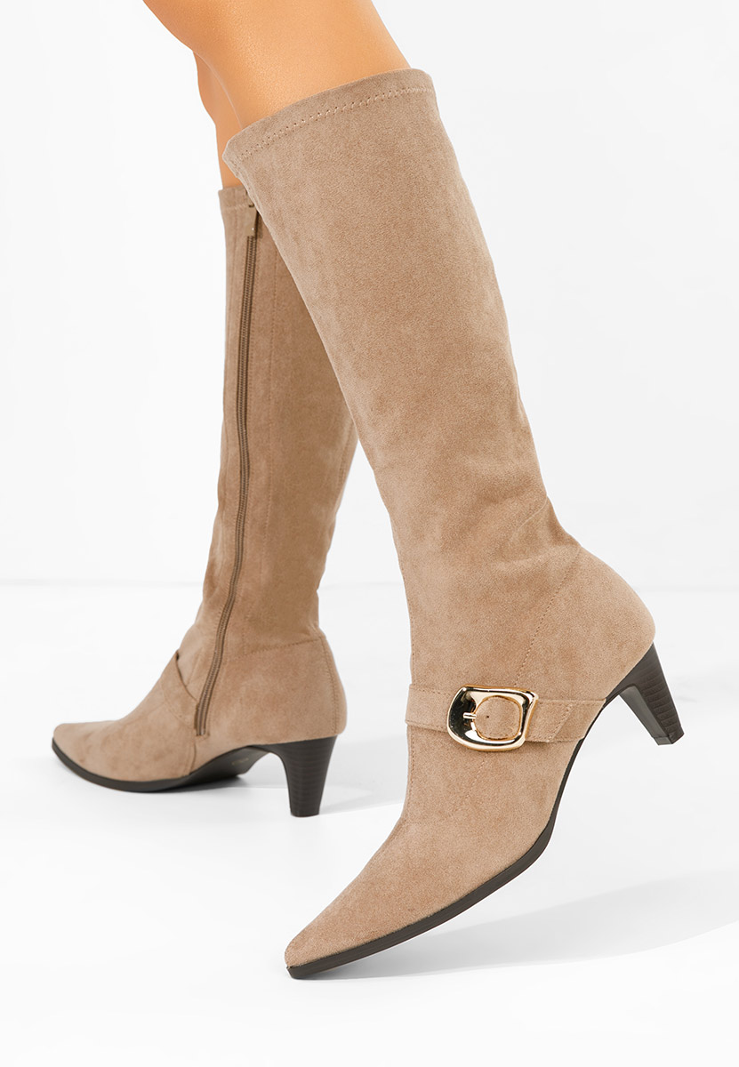 Cizme cu toc mic Vernoa kaki