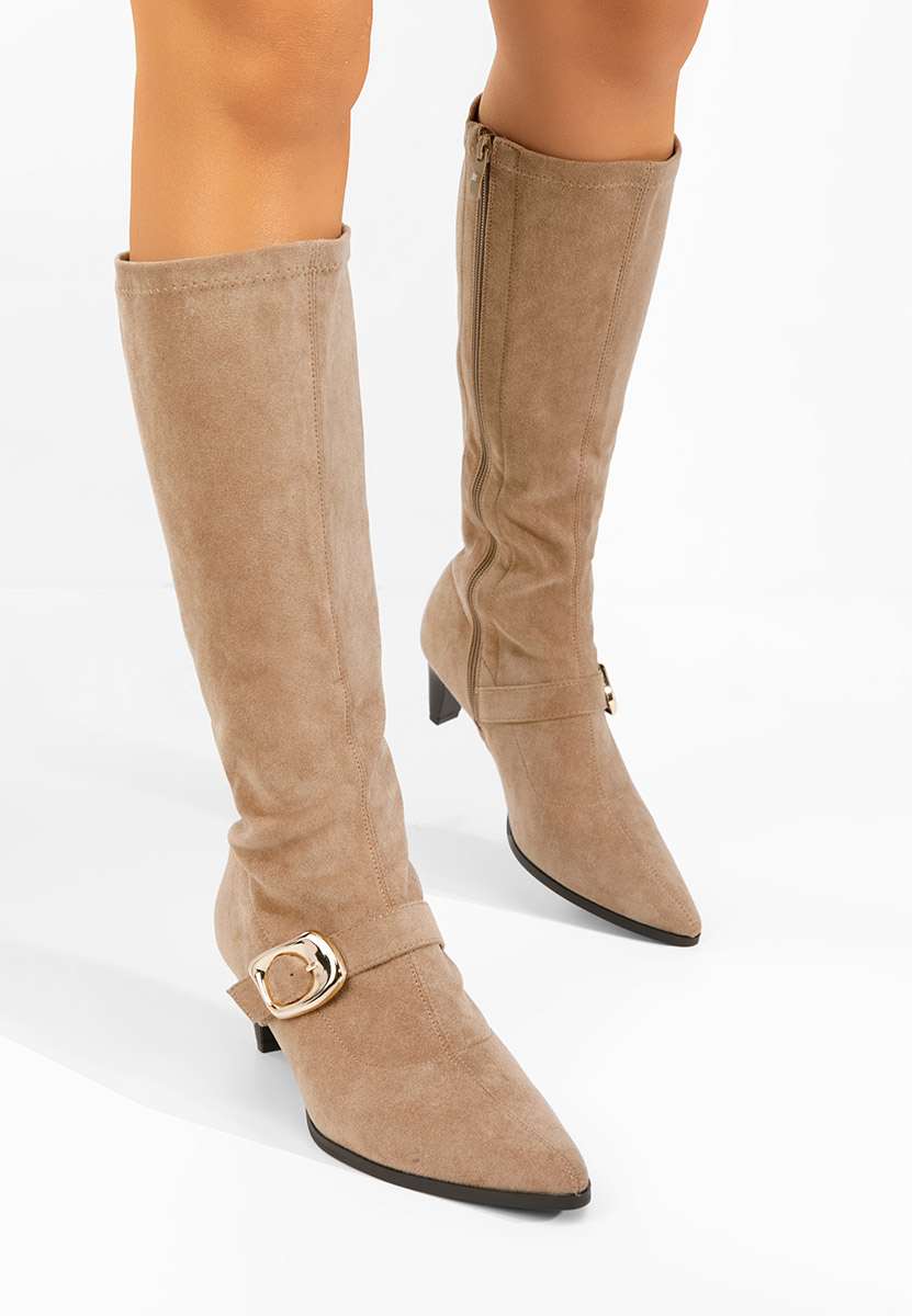 Cizme cu toc mic Vernoa kaki