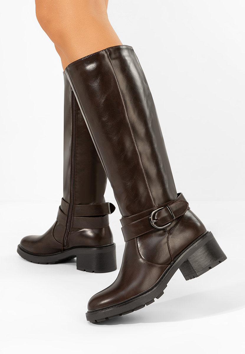Cizme cu toc gros Esteria maro
