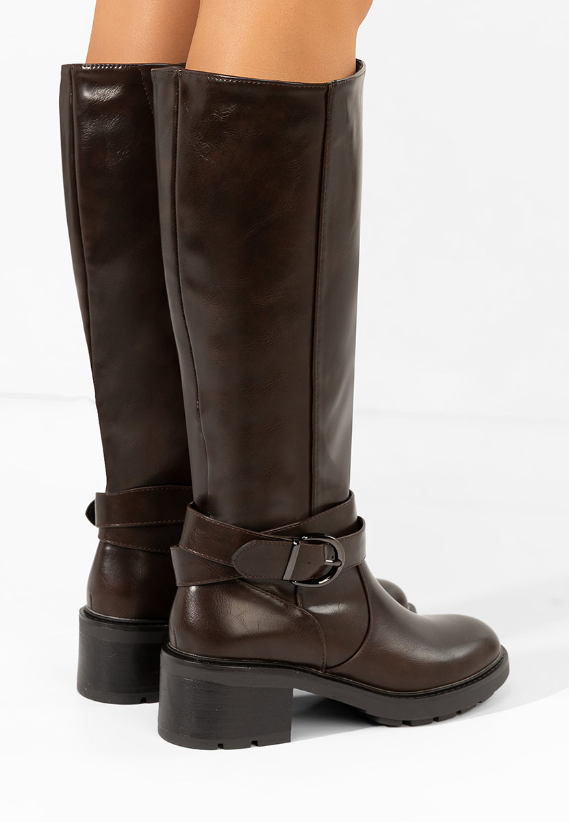 Cizme cu toc gros Esteria maro