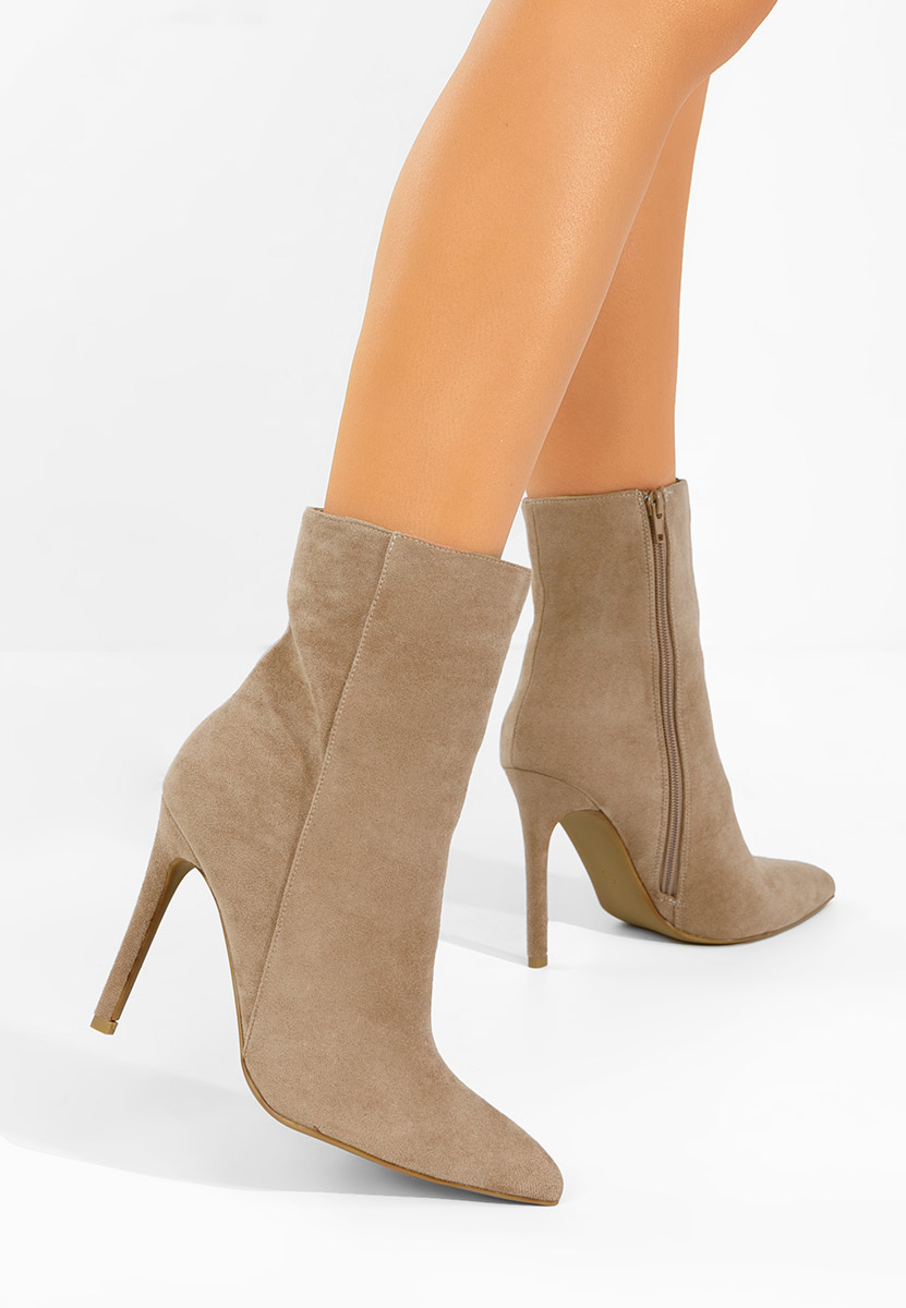 Botine cu toc subtire Cendria kaki