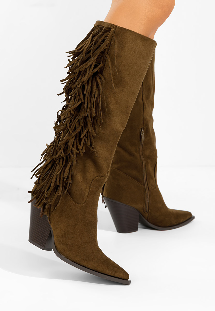 Cizme cu toc gros Brania camel