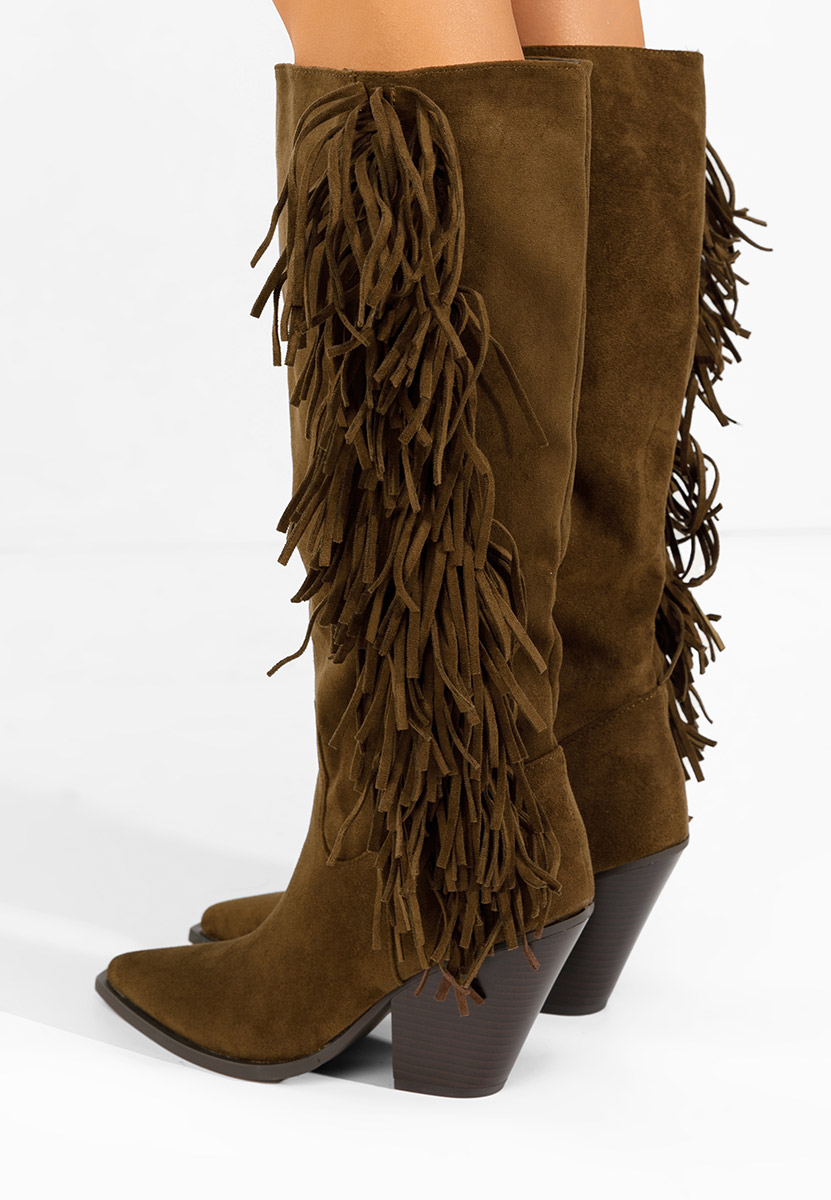 Cizme cu toc gros Brania camel