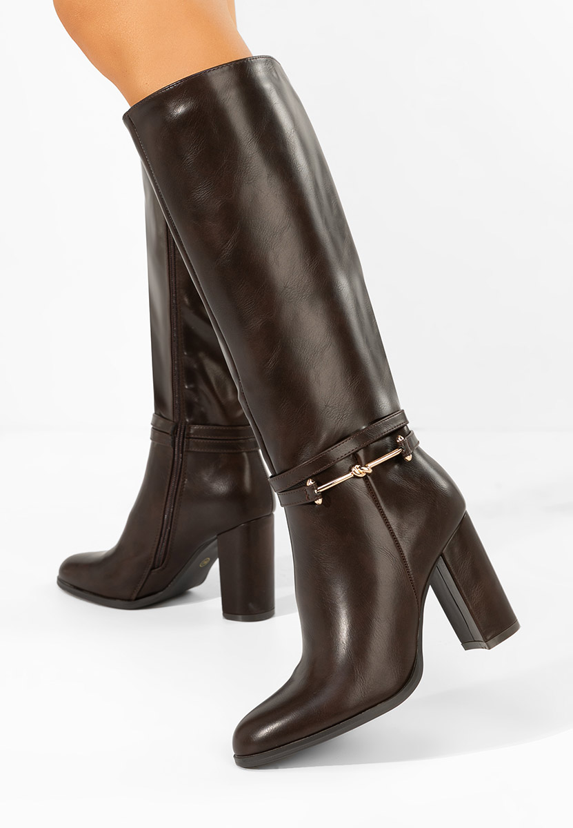 Cizme cu toc gros Dresara maro