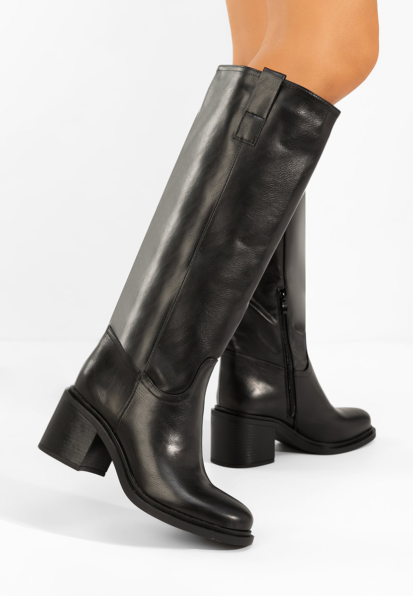 Cizme cu toc gros Jasara negre