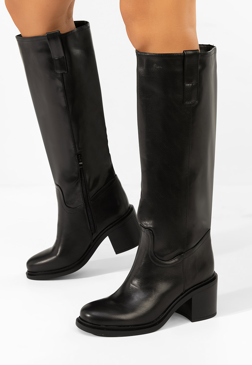 Cizme cu toc gros Jasara negre