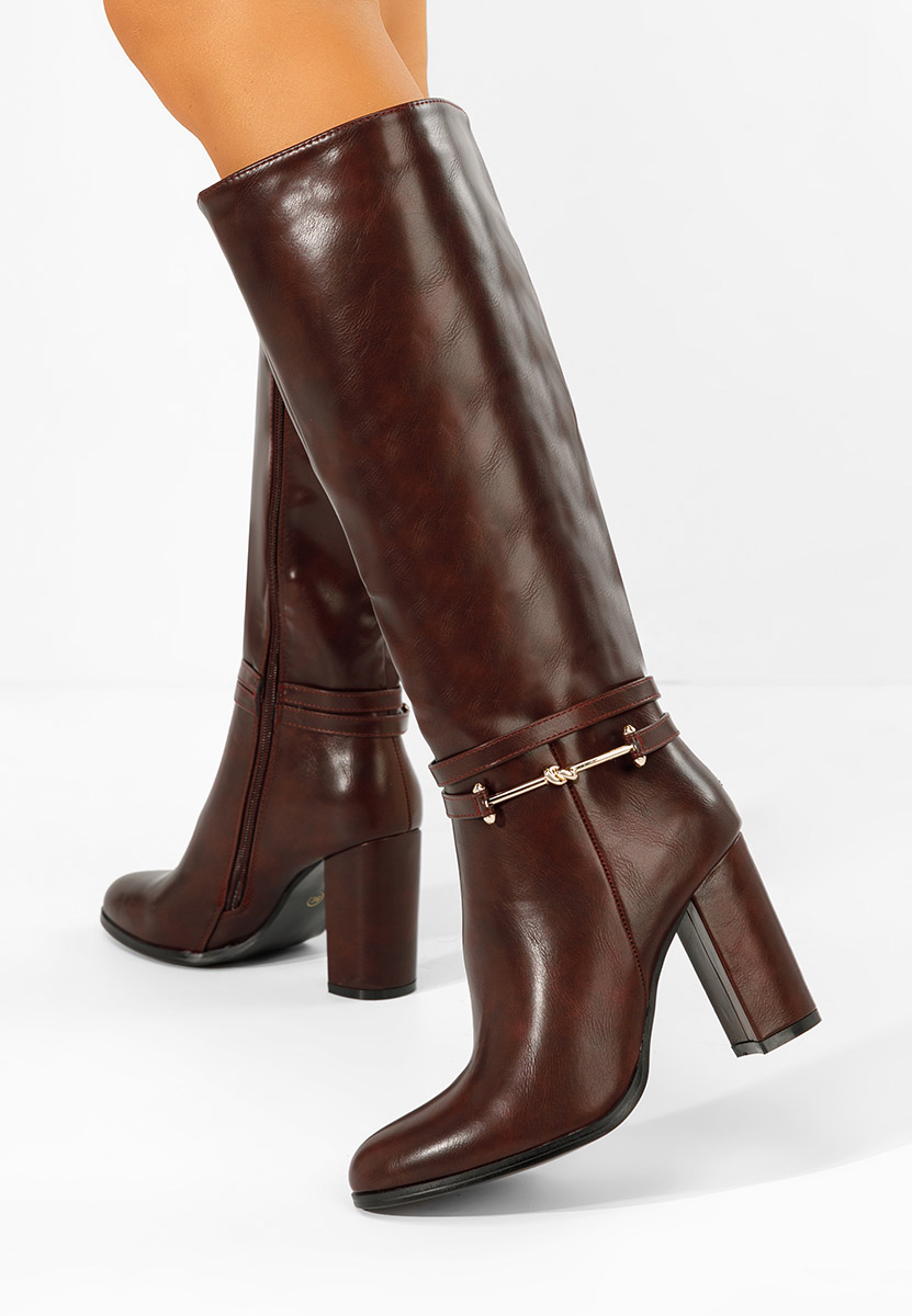 Cizme cu toc gros Dresara grena