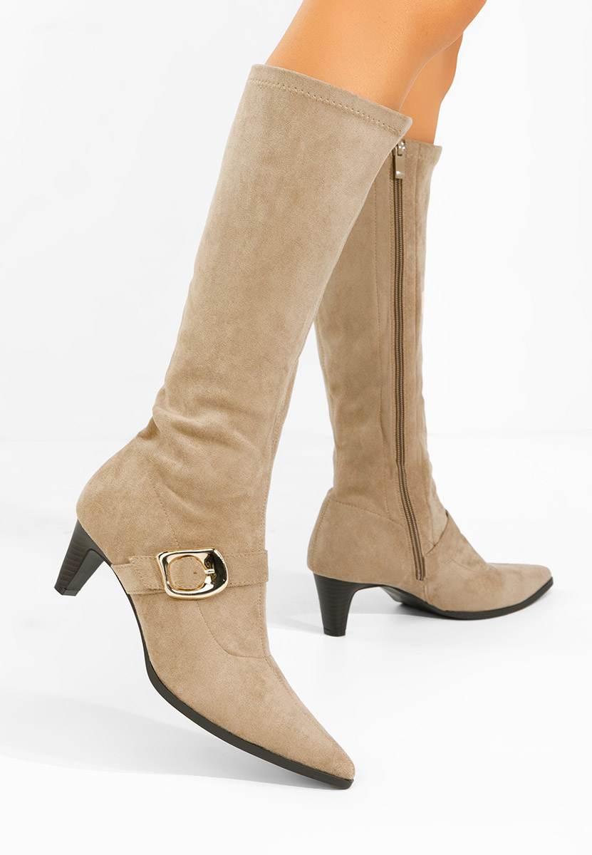 Cizme cu toc mic Vernoa kaki