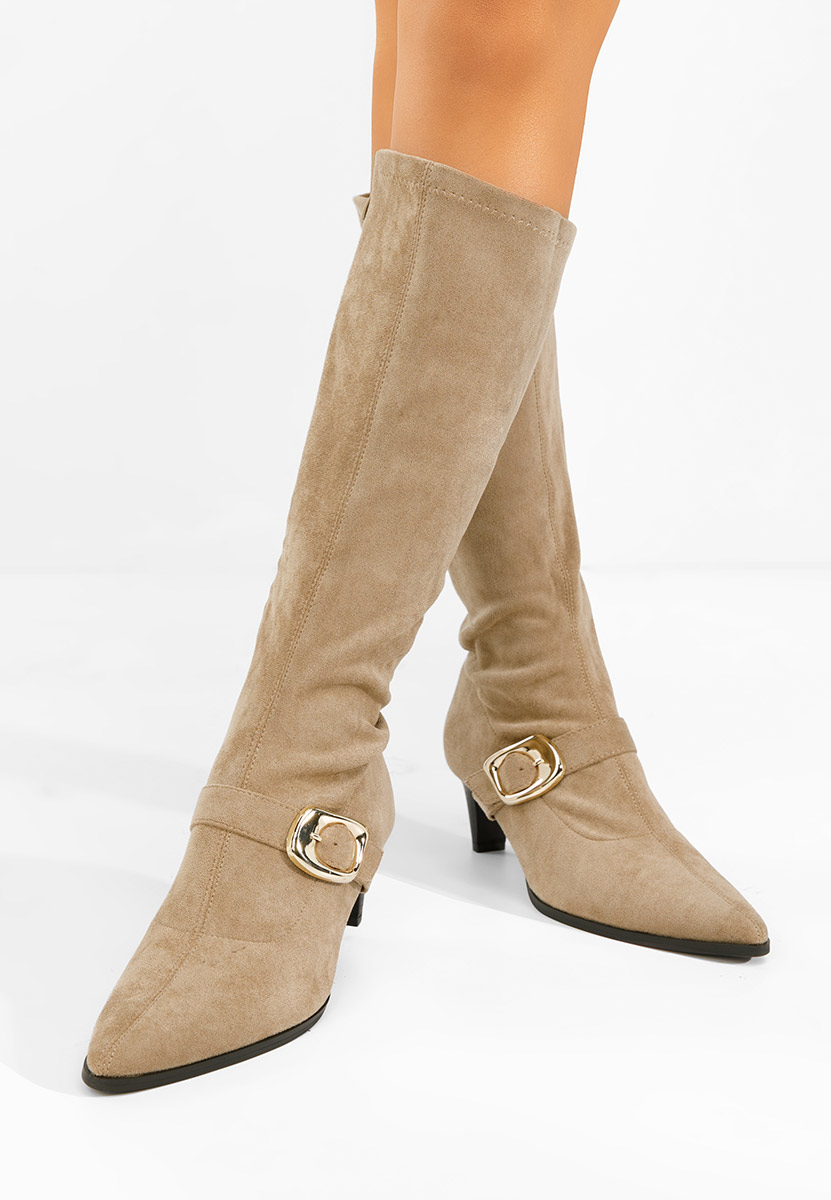 Cizme cu toc mic Vernoa kaki