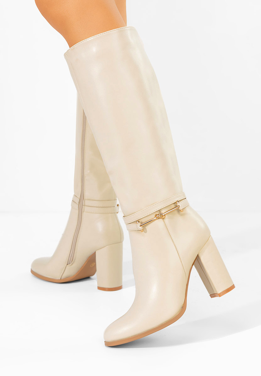 Cizme cu toc gros Dresara bej