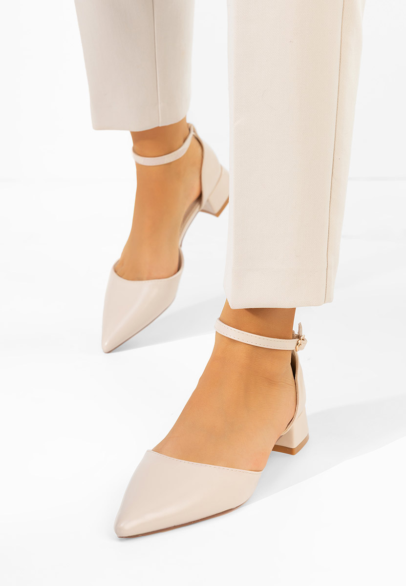 Pantofi cu toc gros Rubenia V2 bej