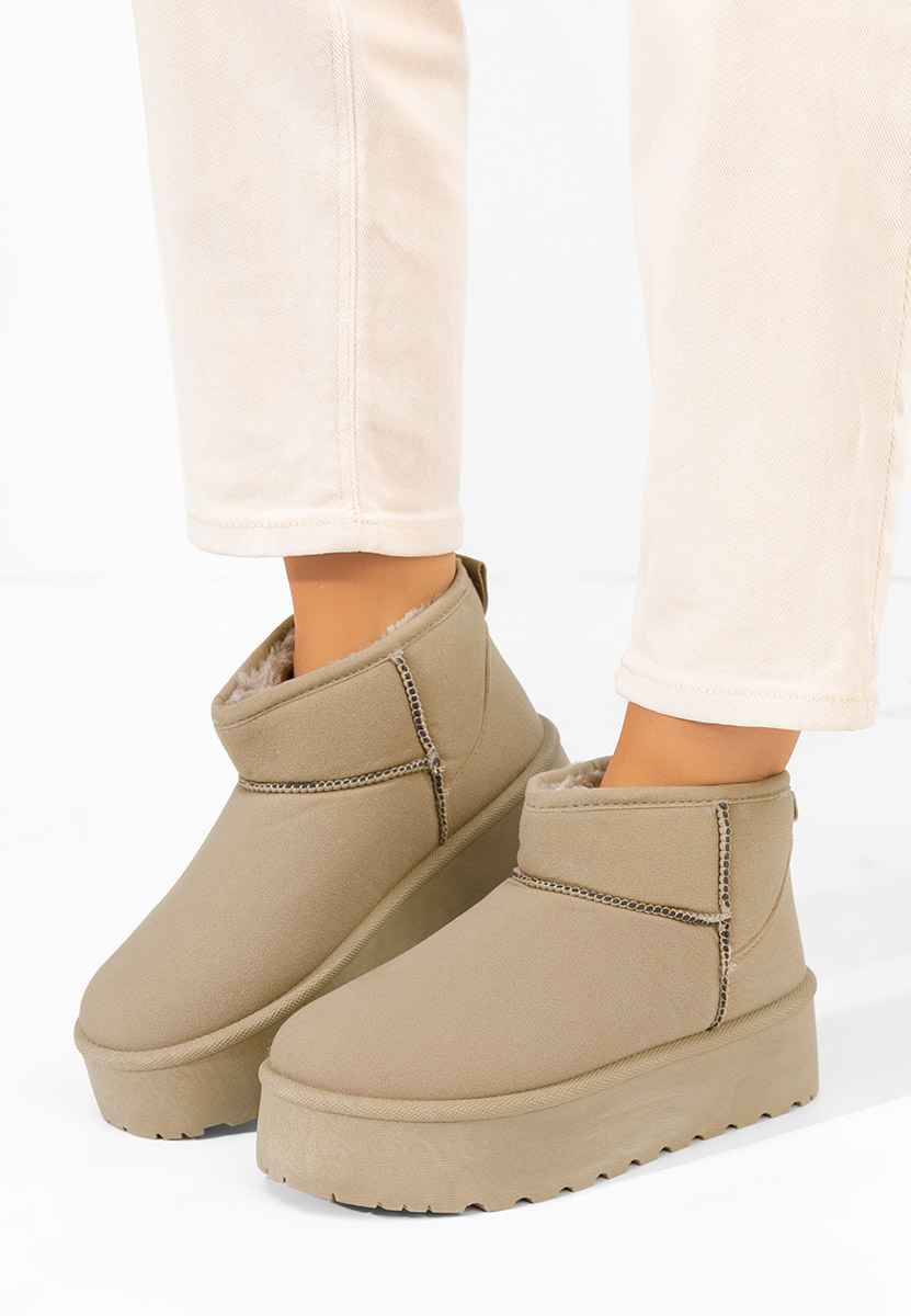 Cizme tip ugg Sereena kaki