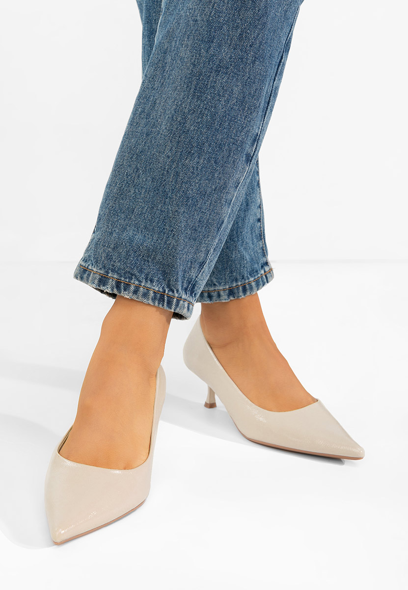 Pantofi cu toc mic Dianela bej