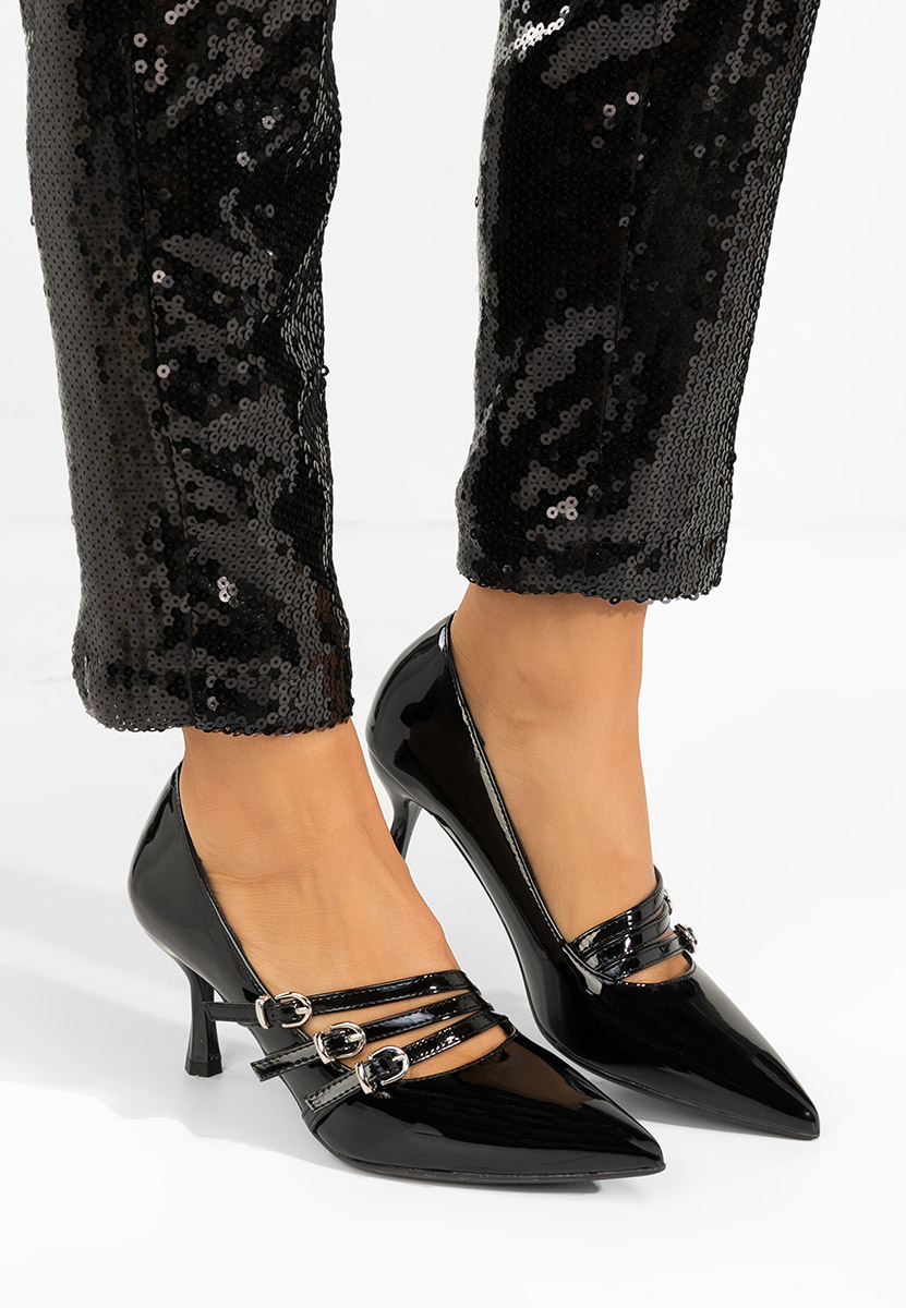 Pantofi cu toc subtire Zonnia negri