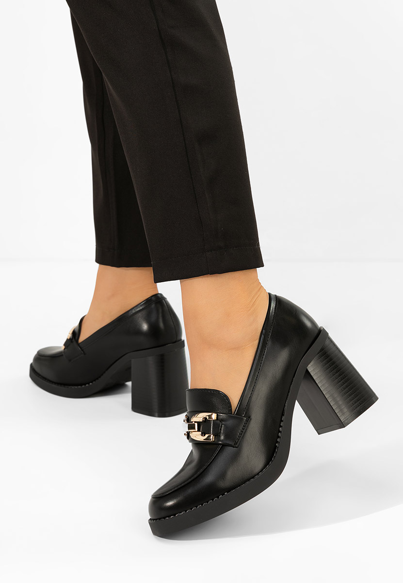 Mocasini cu toc Zienna negri