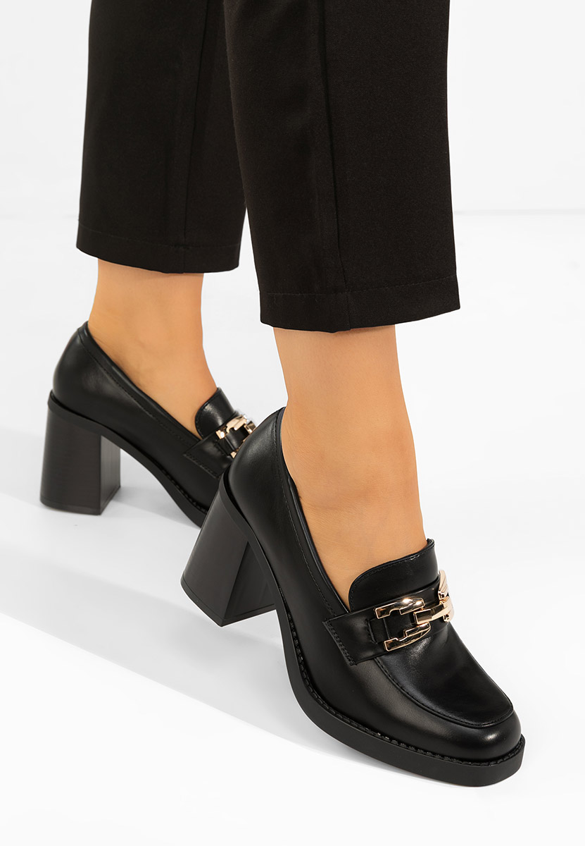 Mocasini cu toc Zienna negri